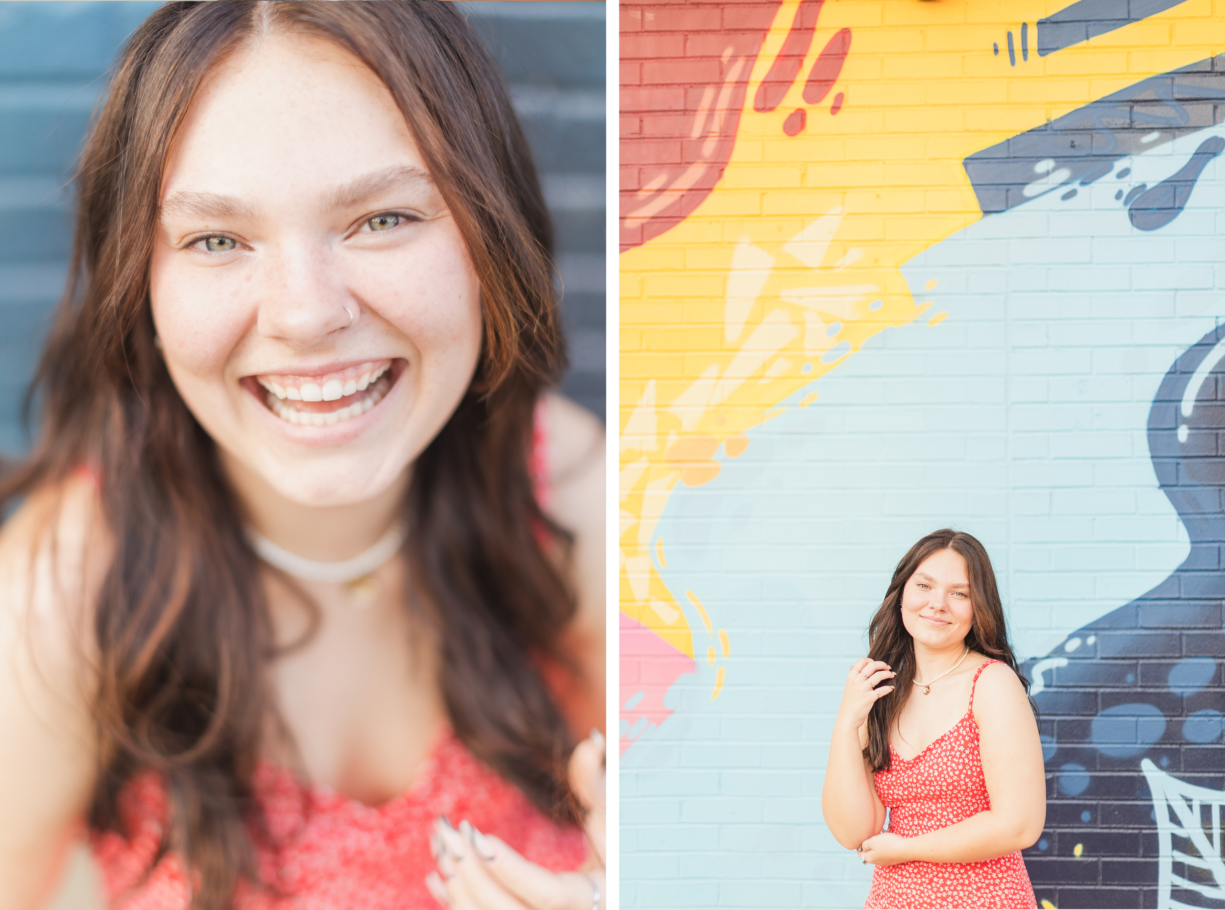 Senior in front of a colorful graffiti wall in NoDa Charlotte NC