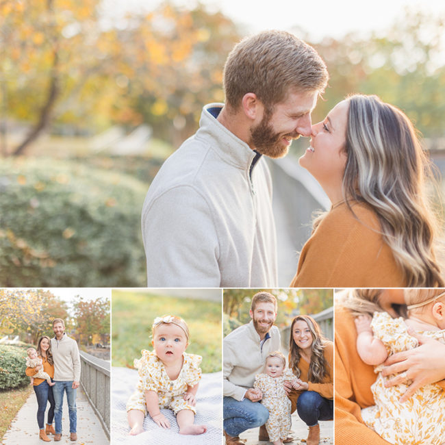 featured image collage of a fall family mini session at the mcdowell nature preserve in charlotte NC